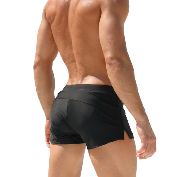 Sexig badkläder strand snabbtorkande badbyxor herr badkläder boardshorts black L
