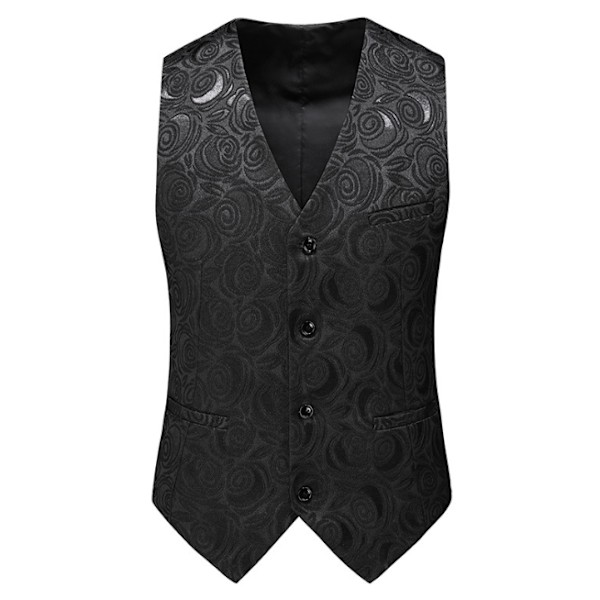 Herrar Västar Slim Fit Män Paisley Väst Kostym black M