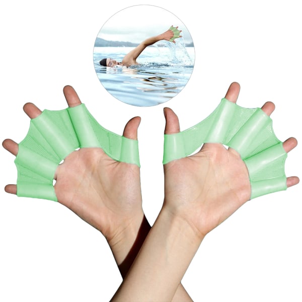 Silikon Simning Hand Webbed Silikon Simutrustning fenor Hand Webbed Flippers Green M