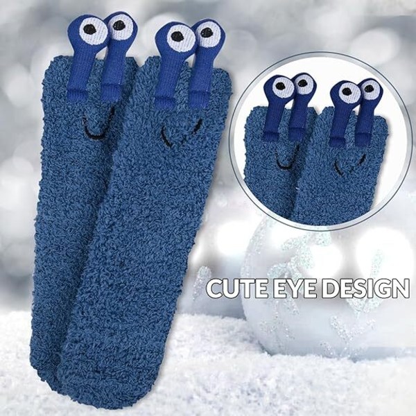 Dames Fuzzy Sokker med Greb Bløde Fluffy Slippersokker blue