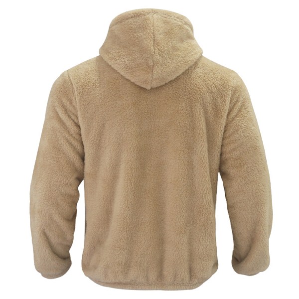 Mænds Vinter Fleece Hoodie Lynlås Trøje Varmt Jakke khaki XXL