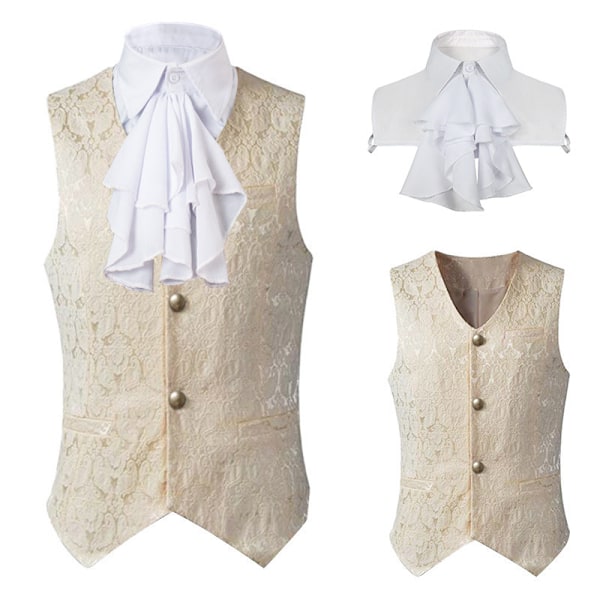 Paisleyvästar för män Viktoriansk Steampunk Gotisk Kostymväst beige M