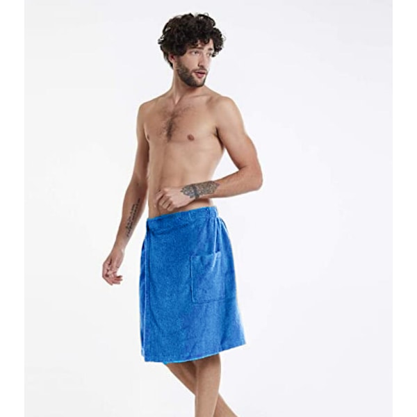 Mænds Badekåbe i Bomuld med Justerbar Lukning - Bruse- og Badewrap Blue M