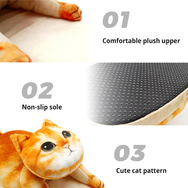 Myke Katt-Topplapper for Kvinner, Komfortable Plysj Varme Slip-on Topplapper Ginger cat Ginger cat