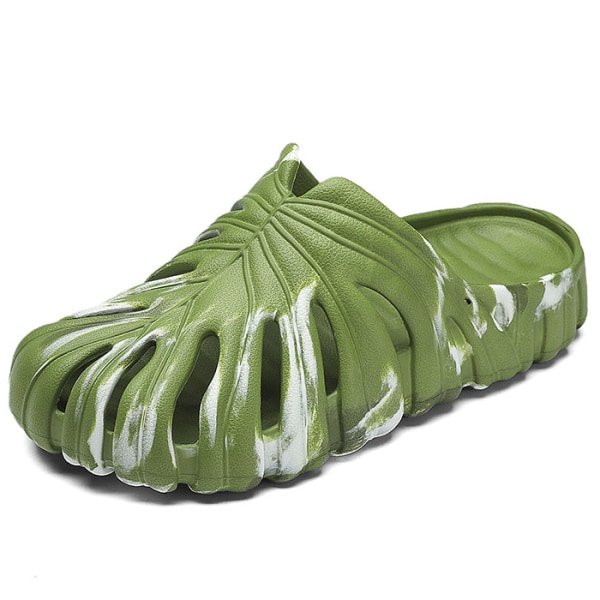 Unisex vuxen bladformad träsko, strandtofflor Monstera Deliciosa träskor för kvinnor män Green 37-38