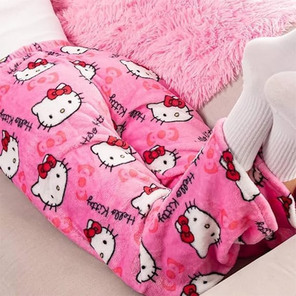 Anime-pajamahousut, kokopainatus, naisille pink XL