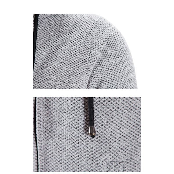 Mäns Bekväm Enfärgad Zip-Up Stickad Cardigan light grey L