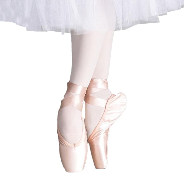 Professionelle Ballet Slippers Dansesko Ballet Pointe Sko med Tåpudebeskytter Red 40