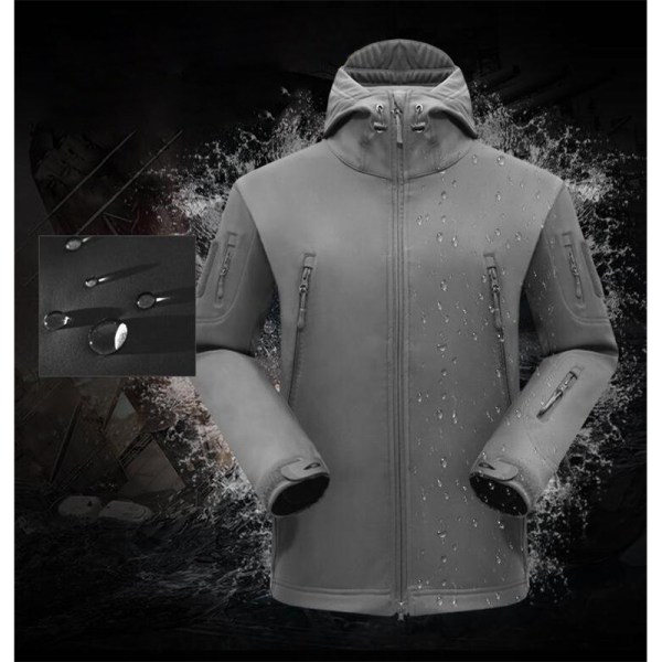 Tactical jacka och byxor för män, fleecefodrade vattenavvisande mjuka vinterrockar Khaki XL