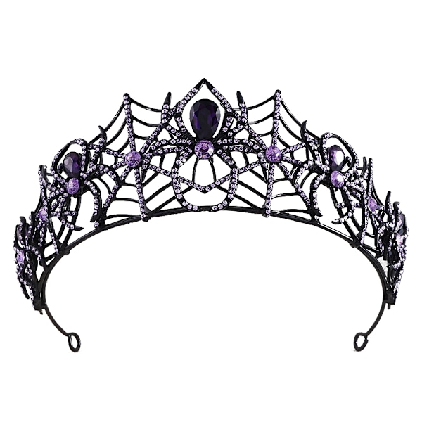 Vintage-tyyliset Hämähäkin Kristalli Kruunut Naisille Tytöille Tiarat Päännauha Halloween purple