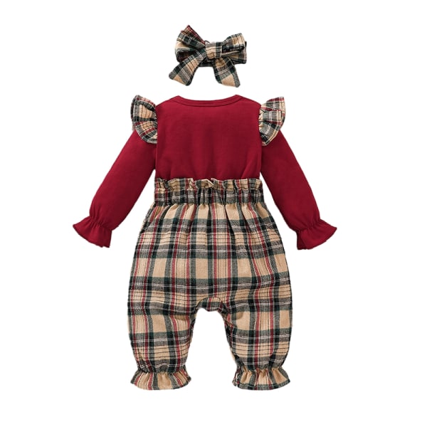 Baby Christmas Romper Jumpsuit Långärmad One-Piece Santa Xmas kläder 6-9M