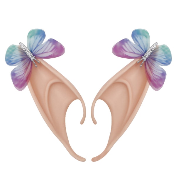 Elf Ear Cuffs Non Pierced Butterfly Ear Clips Wraps för Halloween Cosplay Accessoarer Colorful