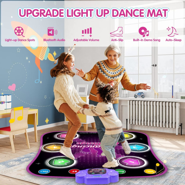 Light Up dansmatta för barn, trådlös dansmatta med Bluetooth 11D