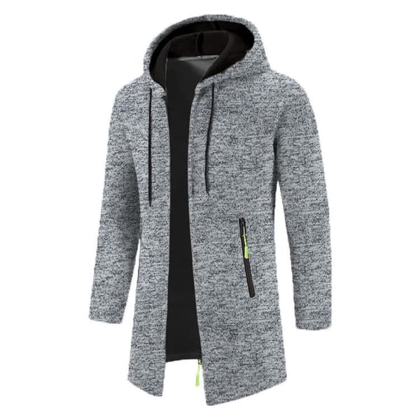 Hettegenser for menn, stilig midtlengde med glidelås grey 2XL