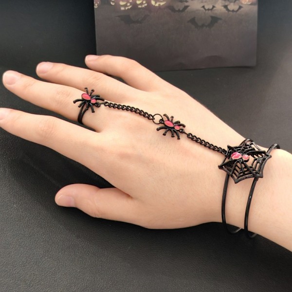 Finger Ring Armband för Kvinnor Hand Smycken Gåvor Halloween Kostym Cosplay black style 1