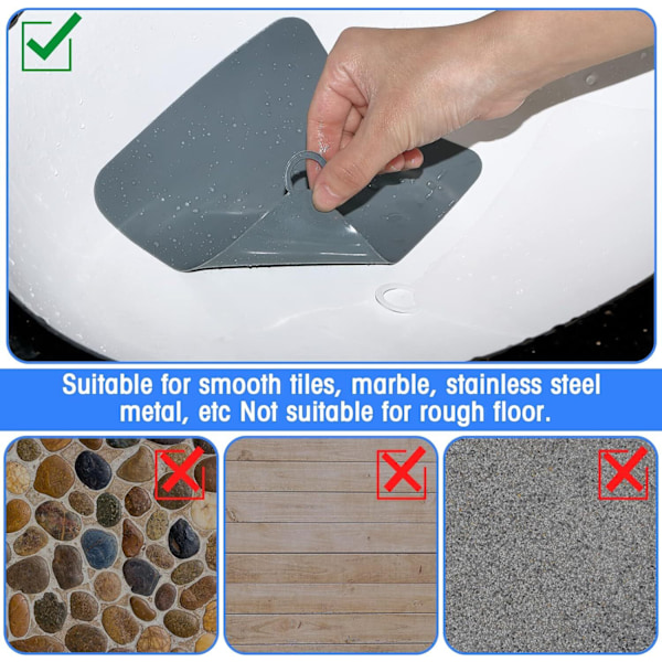 Badekarprop Silicone Gulvdræn Anti-Lugt Måtte, Silica Gel Drænpropper grey 12*12cm