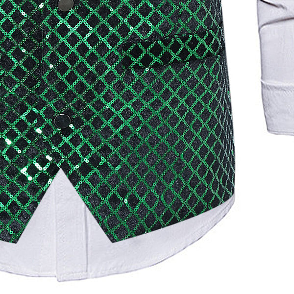 Satinväst för Herrar med V-ringning för Fest och Nattklubb - Metallic Väst green XL