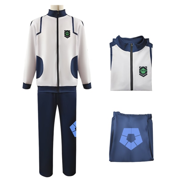 Blue Lock Cosplay kostym Isagi Yoichi Fotbollströja Sportswear Uniform High school outfit Blue White XL