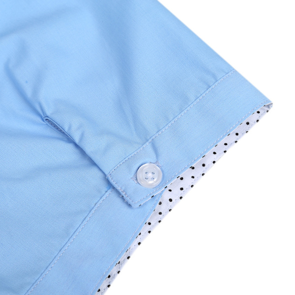 Herrskjorta Kortärmad Casual Skjorta med Ficka Blue M