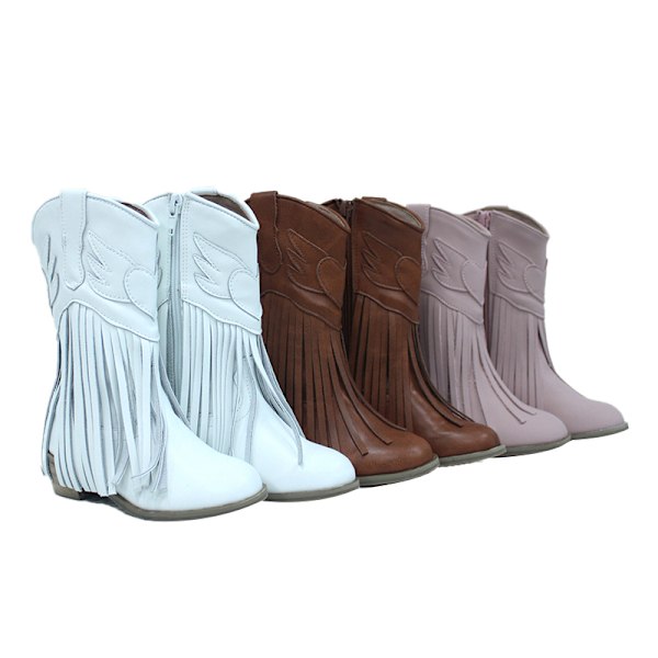 Cowgirl Western Läderstövlar Lilla Flickor Vinter brown sizse10