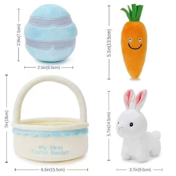 Påskkorg för baby, 4-delars plyschlekset, plyschleksaker, sensorisk leksak