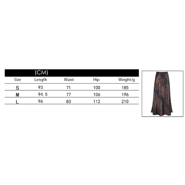 Satin Leopard Print Skjørt Højtaljet Elastisk Talje Langt Skjørt brown M