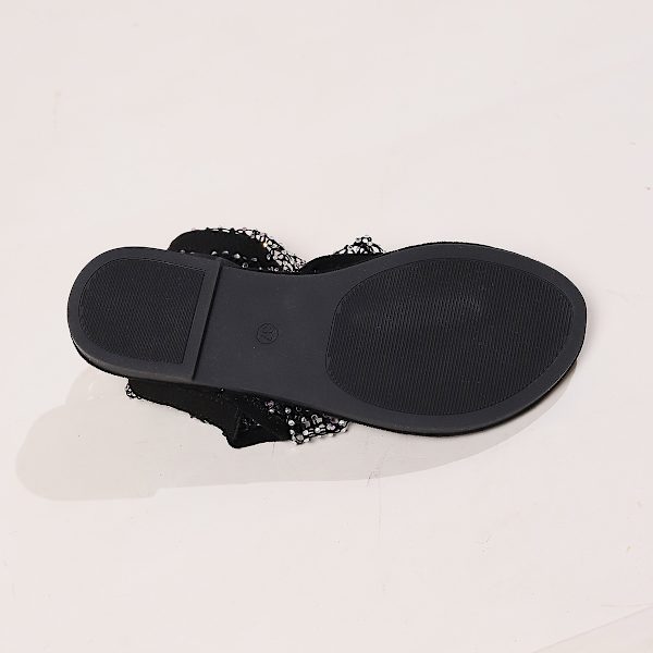 Seducerende svarte knelange krystallsandaler for kvinner black 44