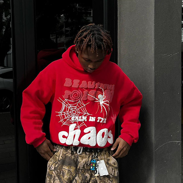 Mænd Y2k Edderkop Mønster Grafisk Vintage Hoodie red L