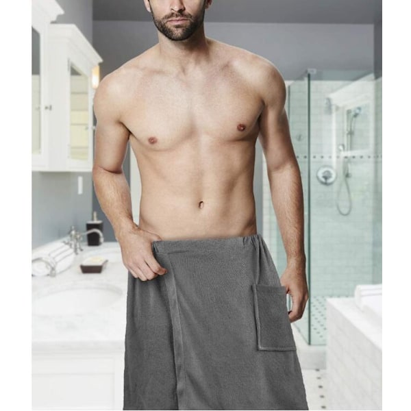 Mænds Badekåbe i Bomuld med Justerbar Lukning - Bruse- og Badewrap Grey XL