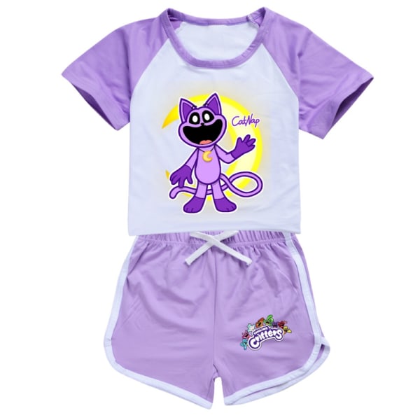 The Amazing Digital Circus Set, Kids Set Kortärmad T-shirt och Shorts 2 delar Purple 130cm