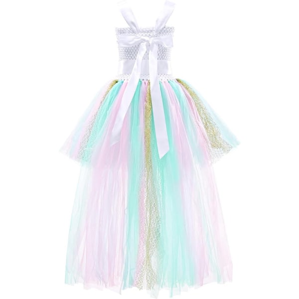 Flickor Tulle Klänning Semesterfest Bal Klänningar Colorful 8T(120-140cm)