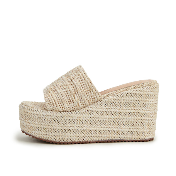 Plattform Slip on Espadrille Sandaler apricot 41