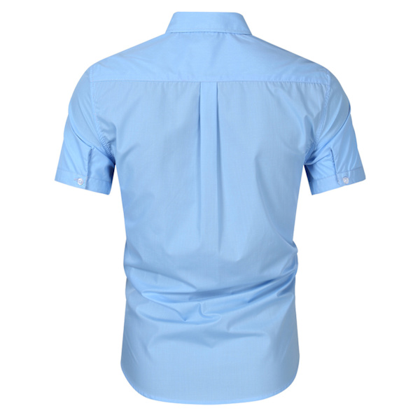Herrskjorta Kortärmad Casual Skjorta med Ficka Blue XXL