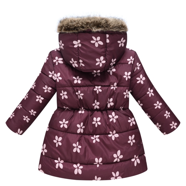 Vinterkappa för flickor med huva för barn med print i parkas ytterkläder Dark Purple 140cm