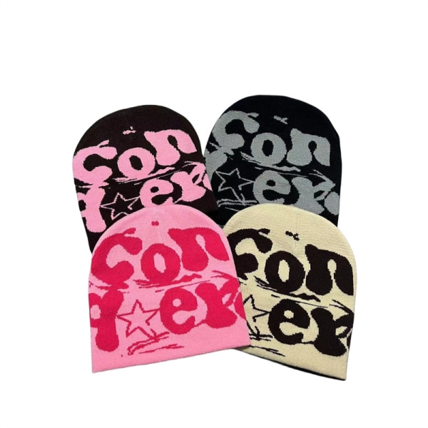 Dambeanie Y2K Stickad Mössa Kvinnor Hattar MEA Culpa Beanie Pink