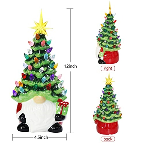 Lysande dvärg keramisk julgran 6,3 tums dekor med 30 flerfärgade ljus