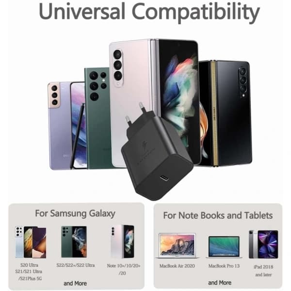 45W pikalatauri Samsung USB-C:lle + 1M USB-C-kaapeli 45W