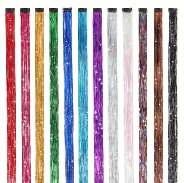 Clip-in Tinsel Hårextensions til Børn, Glitter Hårextensionsklips