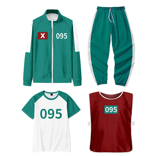 Squid Game 3-personers Cosplay Kostume Træningsdragt Komplet Beklædningssæt 95 140CM
