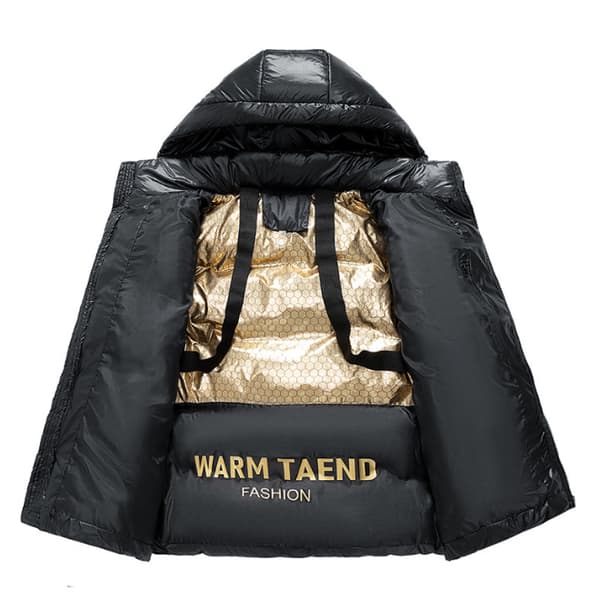 Graphene Svart Guld Dunjacka Vinter Unisex Bomullsjacka L