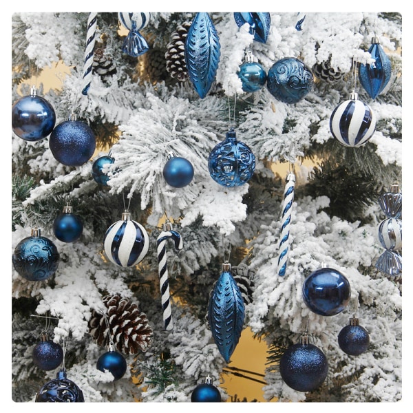 Julkulsprydnader för juldekorationer, 40st julgransprydnader Dark Blue