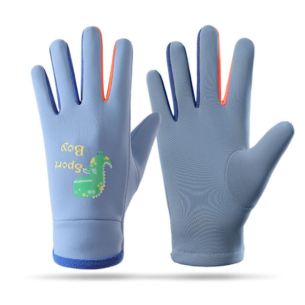 Barnens Vantar Cartoon Fluorescerande Utomhus Cykling Dinosaurie Varma Skidvantar blue 3-7 years old