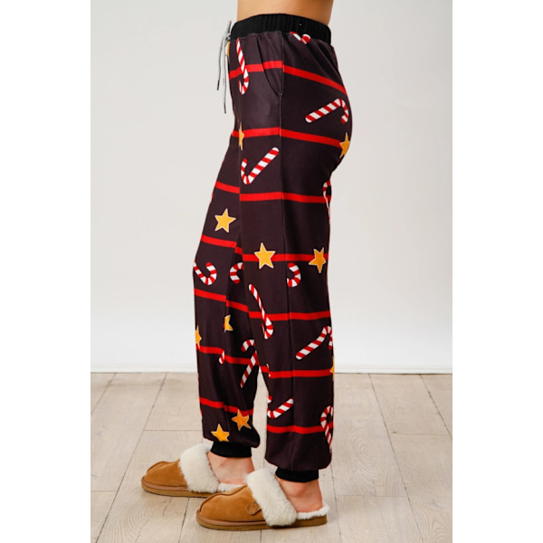 Dam Candy Cane Julpyjamas Randig Loungeset Jul-PJs Set black M