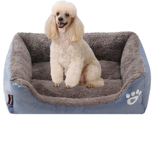 Rektangel tvättbar hundsäng, värmande bekväm fyrkantig husdjurssäng Gray S