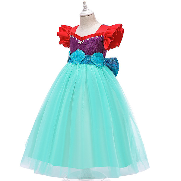 Babyflicka Sjöjungfru Sundress Sjöjungfru Prinsessa Tulleklänning Sekvenser Tutu Klänning Kjol 140cm