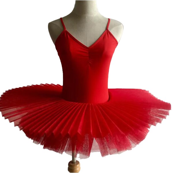 Ballerinadräkt, Barnbalettkostym Kvinnor Balett Danskläder red XL