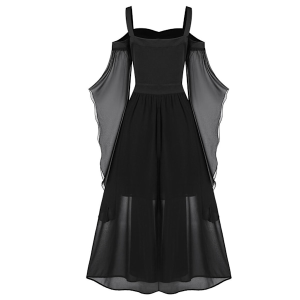 Halloween-kostym för kvinnor, gotisk klänning, vuxen vampyrklänning black 4XL