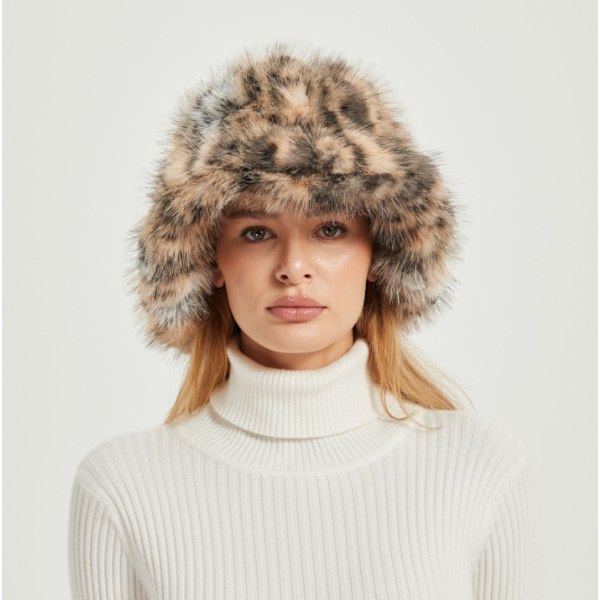 Fuzzy Bucket Hat för Kvinnor Vinter Varm Päls Fuzzy Fiskehatt