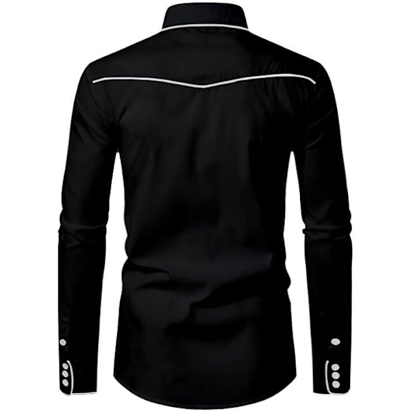 Miesten rento pitkähihainen napitettu paita, jossa on brodeeraus Black 3 XL