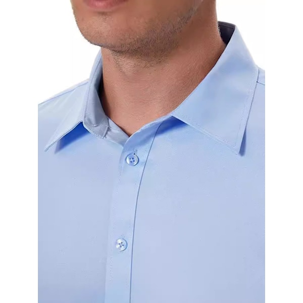 Herrar Dress Shirts Skrynkelfria Långärmad Knappskjorta blue 43